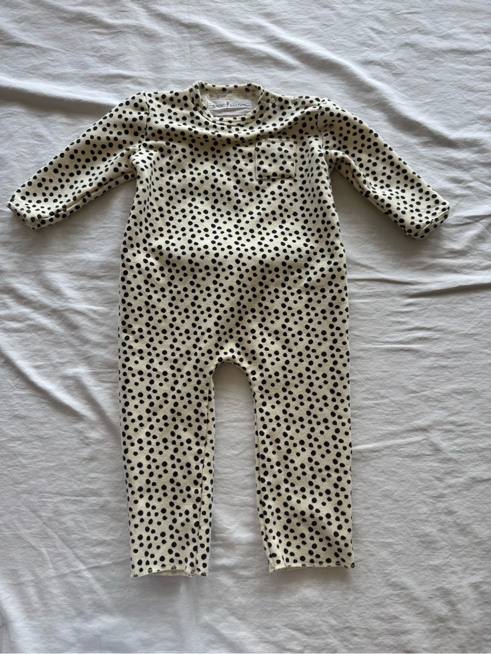 Magic Cream One-Piece with Black Polka Dots 3-6 months baby